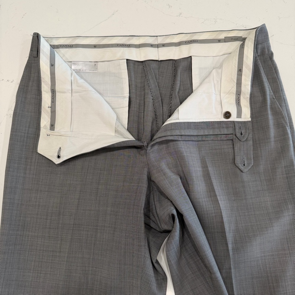 Canali Men’s Tessuto 100% Wool Light Gray Trousers 37x32 - Picture 3 of 8